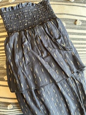 Universal Thread Navy Tiered Mini Skirt with Tan Dashes